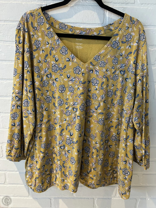 Top Long Sleeve By Pure Jill In Yellow, Size: 3x