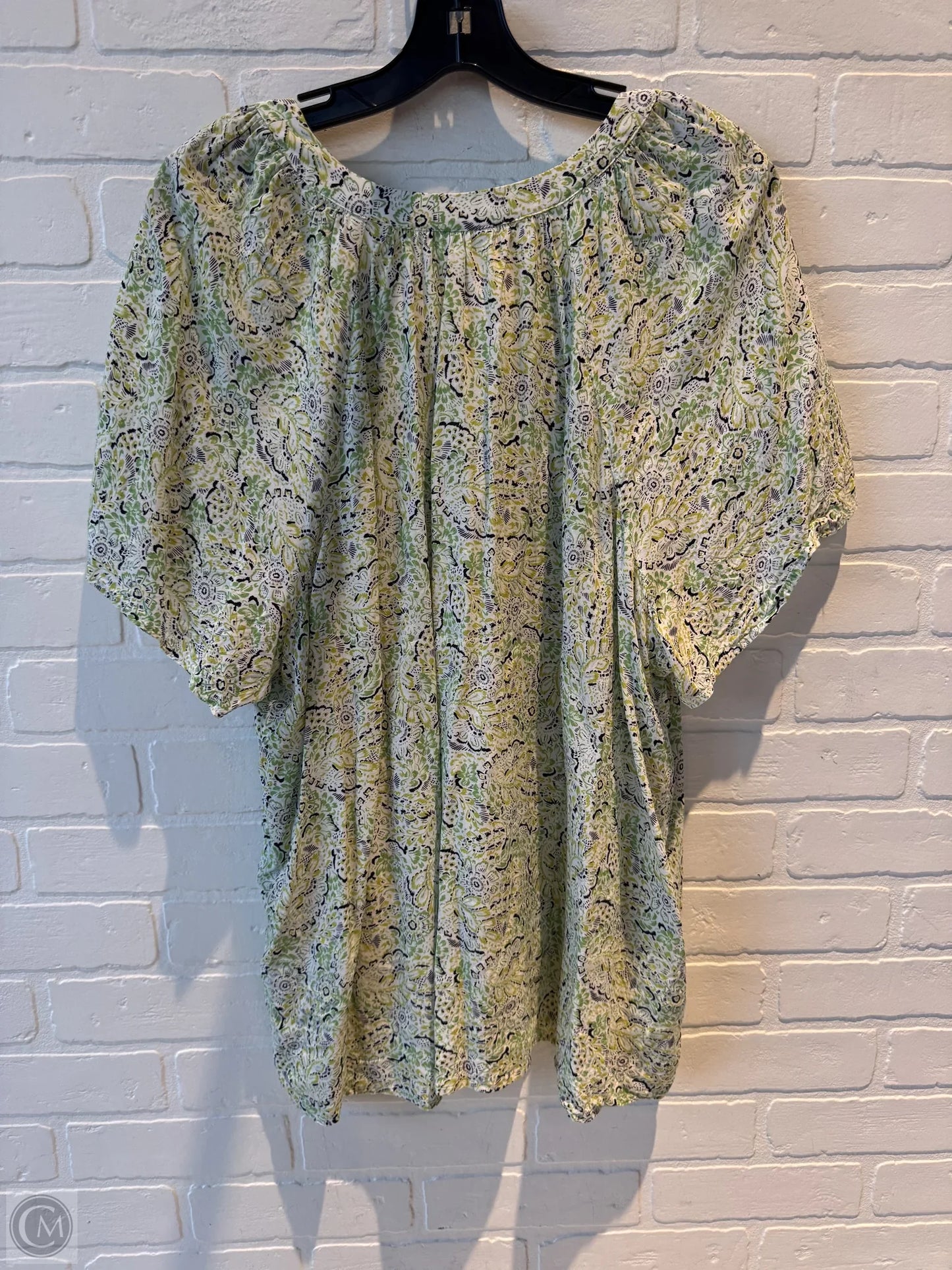 Top Short Sleeve By J. Jill In Green & Yellow, Size: 3x