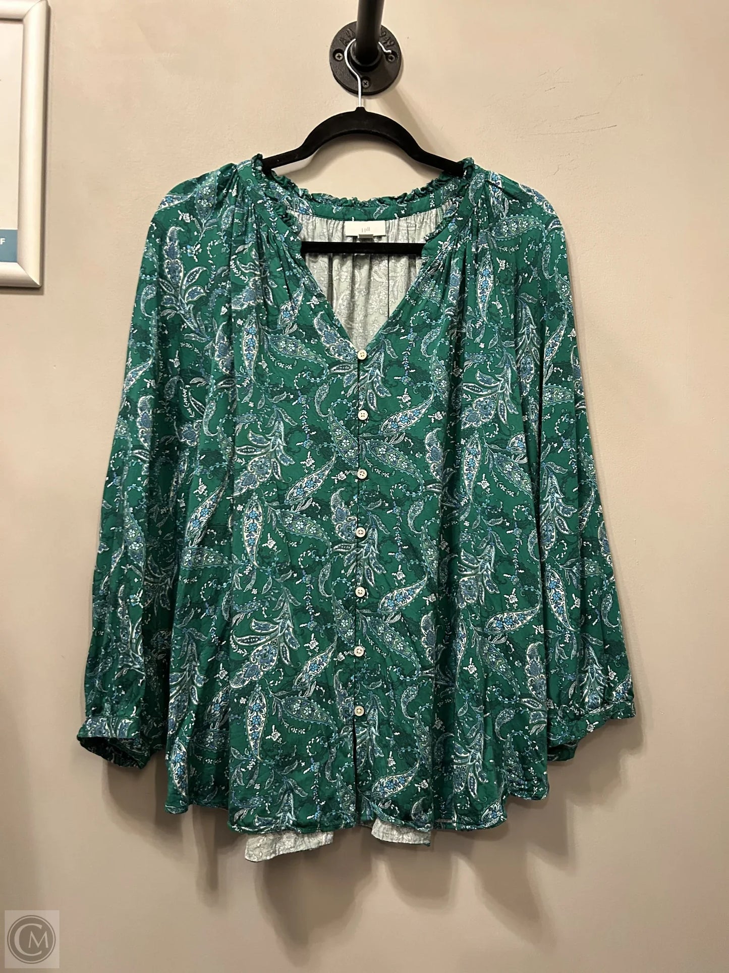 Top Long Sleeve By J. Jill In Green, Size: 3x