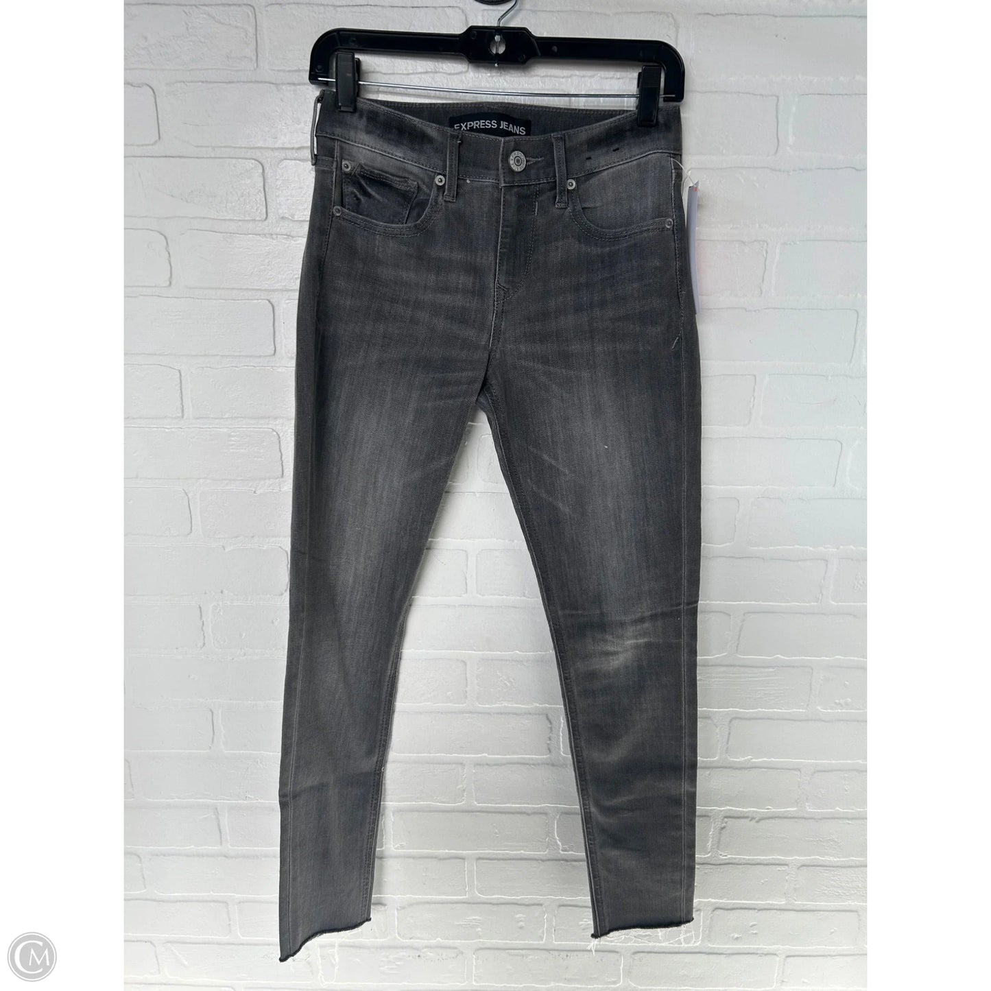 Jeans Skinny By Express In Grey Denim, Size: 0