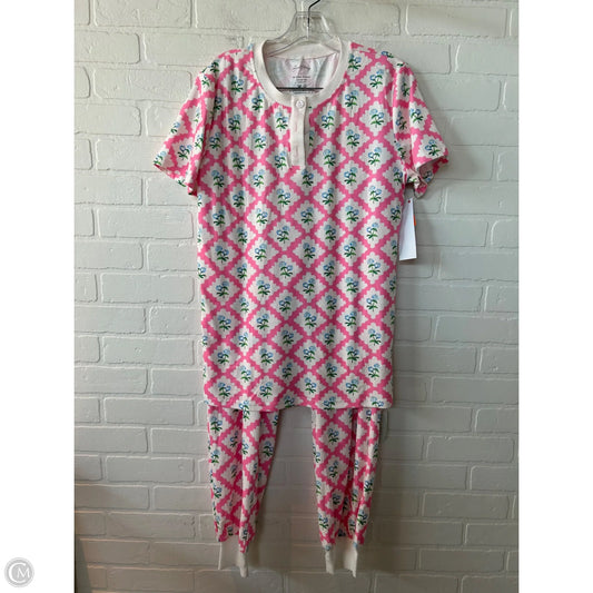 Pajamas 2pc By  sweet honey  In Pink & White, Size: L