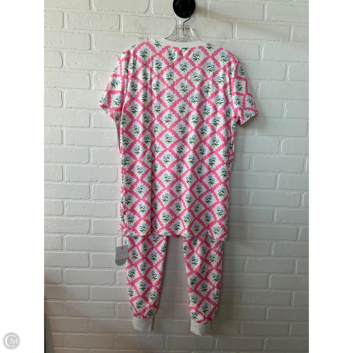 Pajamas 2pc By  sweet honey  In Pink & White, Size: L