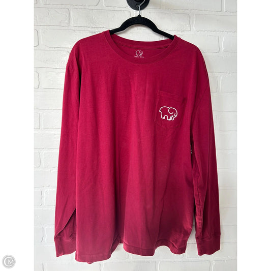 Top Long Sleeve Basic By Ivory Ella In Red & White, Size: Xl