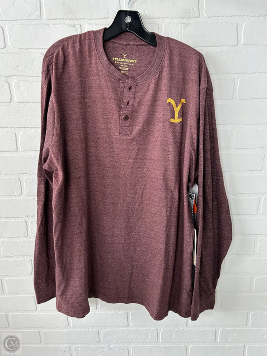 Top Long Sleeve By  YELLOWSTONE  In Red & Yellow, Size: Xxl