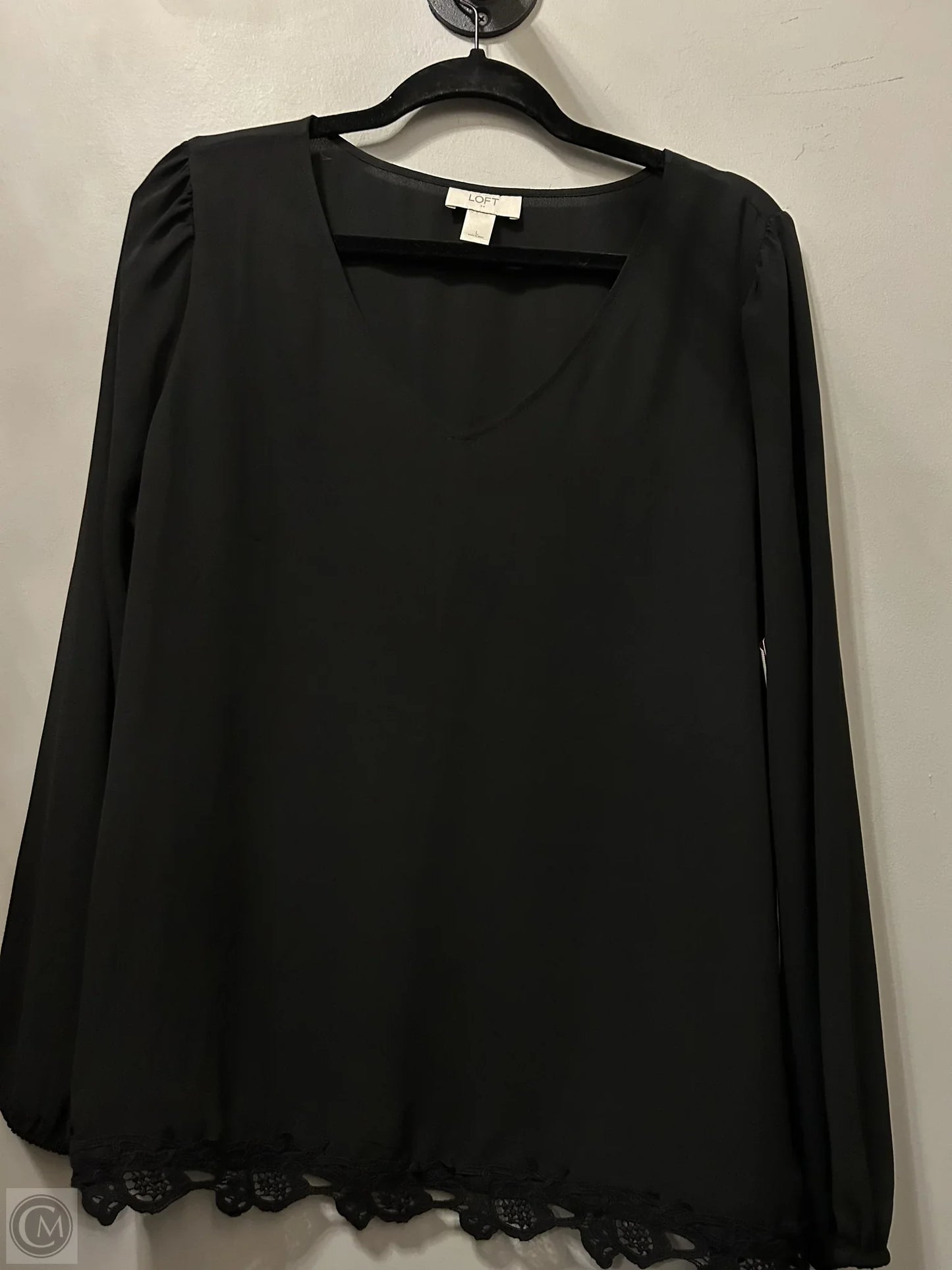 Top Long Sleeve By Loft In Black, Size: L