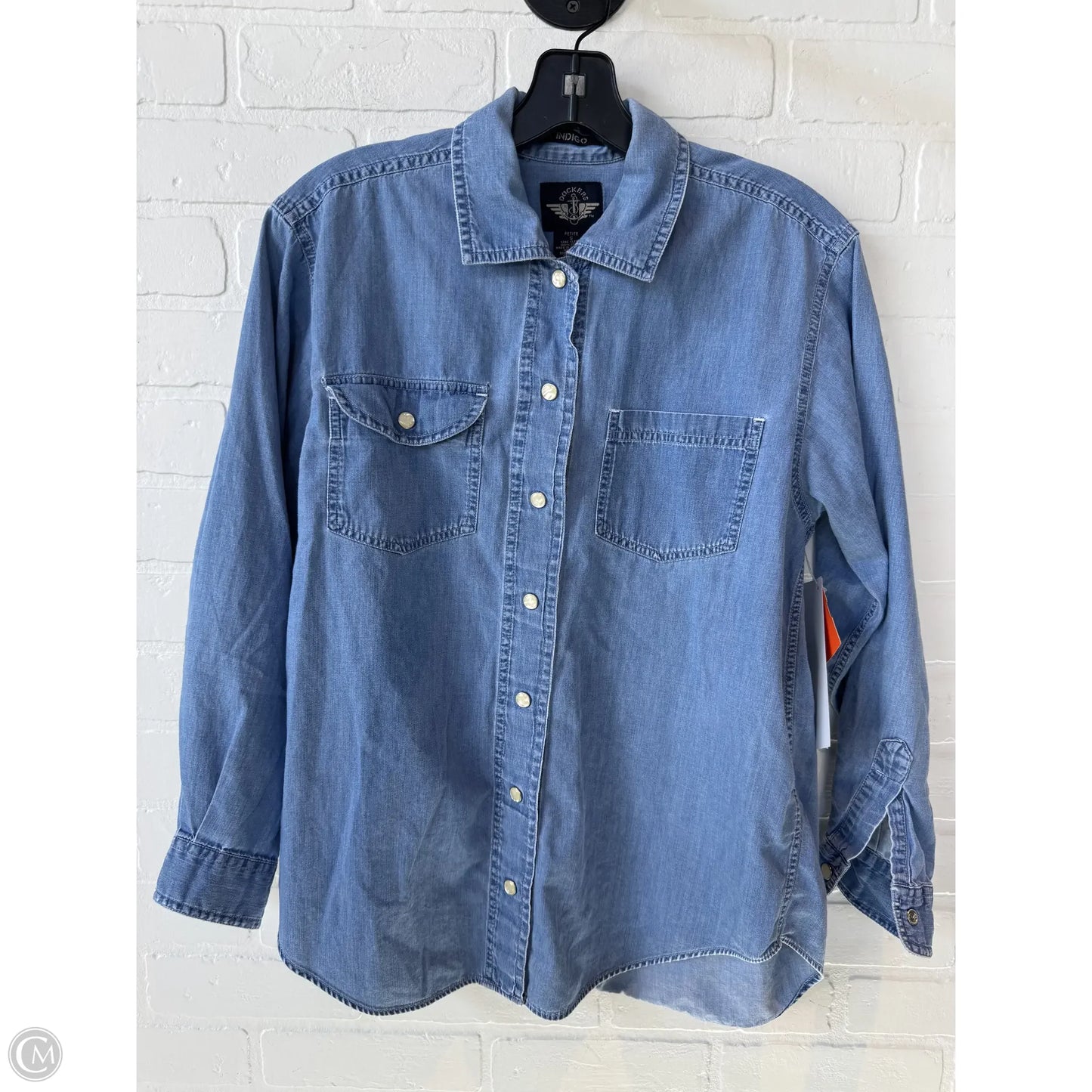 Top Long Sleeve By Dockers In Blue Denim, Size: Sp