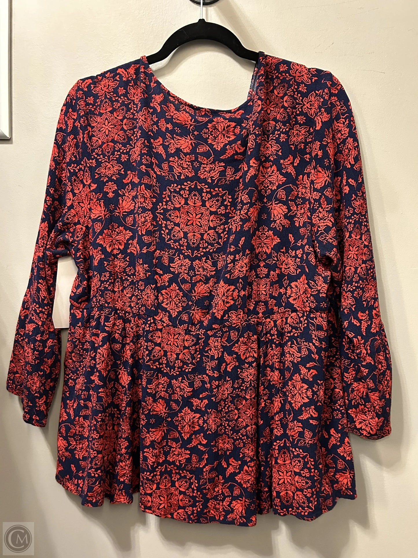 Top Long Sleeve By Torrid In Blue & Red, Size: 1x