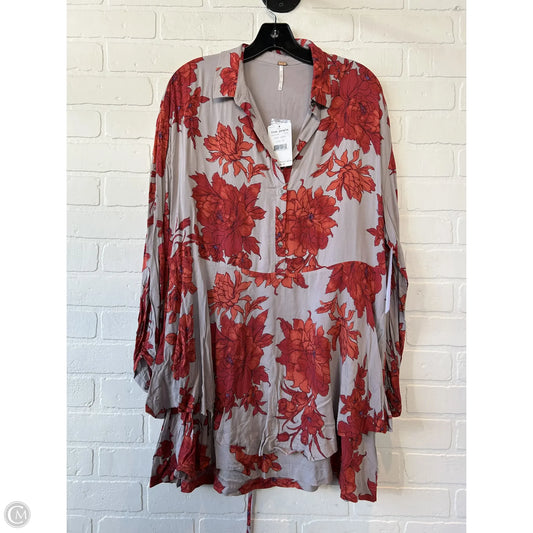 Tunic Long Sleeve By Free People In Grey & Red, Size: Xs