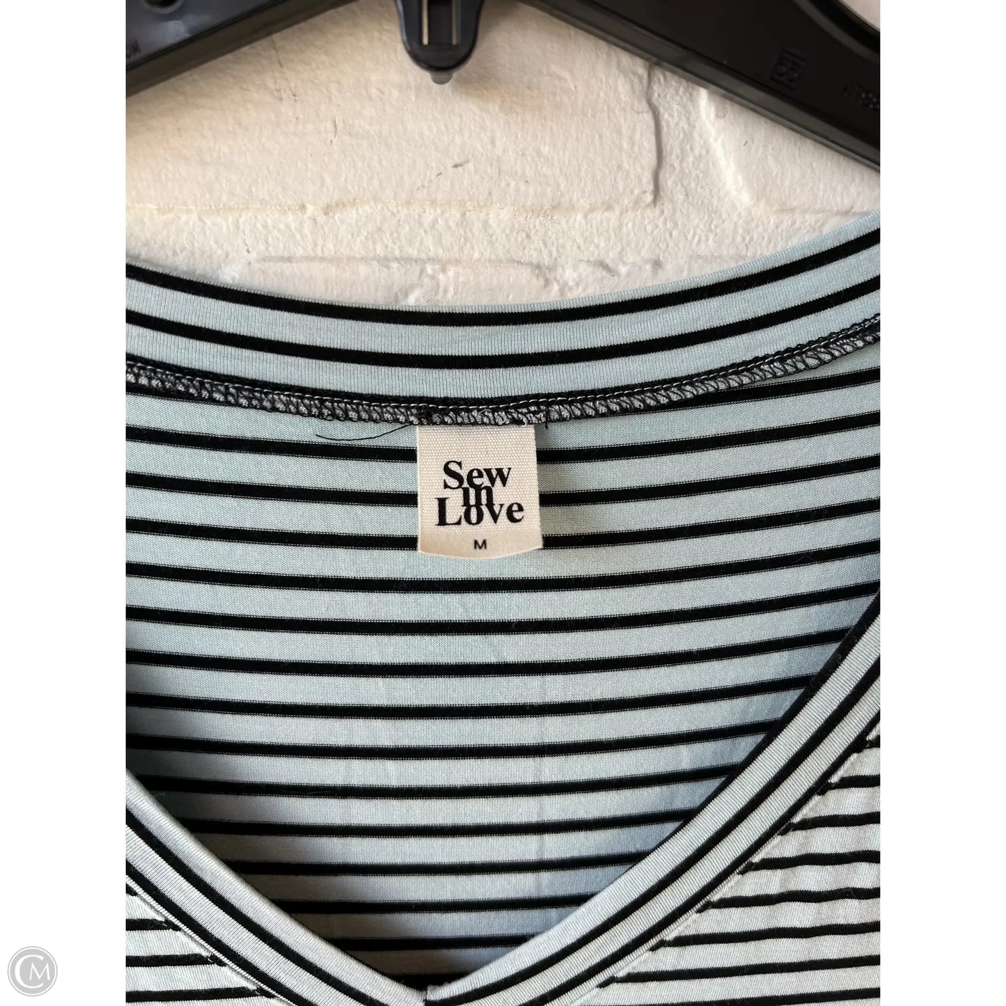 Top Short Sleeve By Sew In Love In Blue & White, Size: M