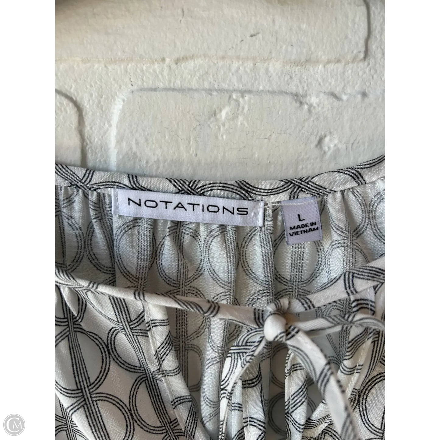 Top Long Sleeve By Notations In Black & White, Size: L