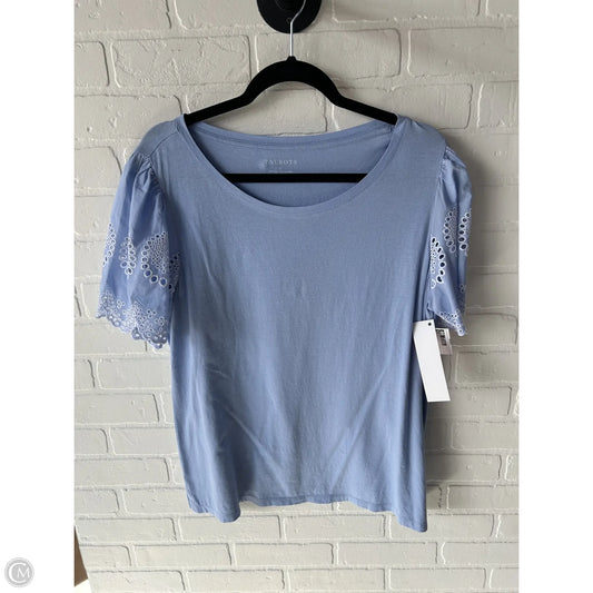 Top Short Sleeve By Talbots In Blue & White, Size: L