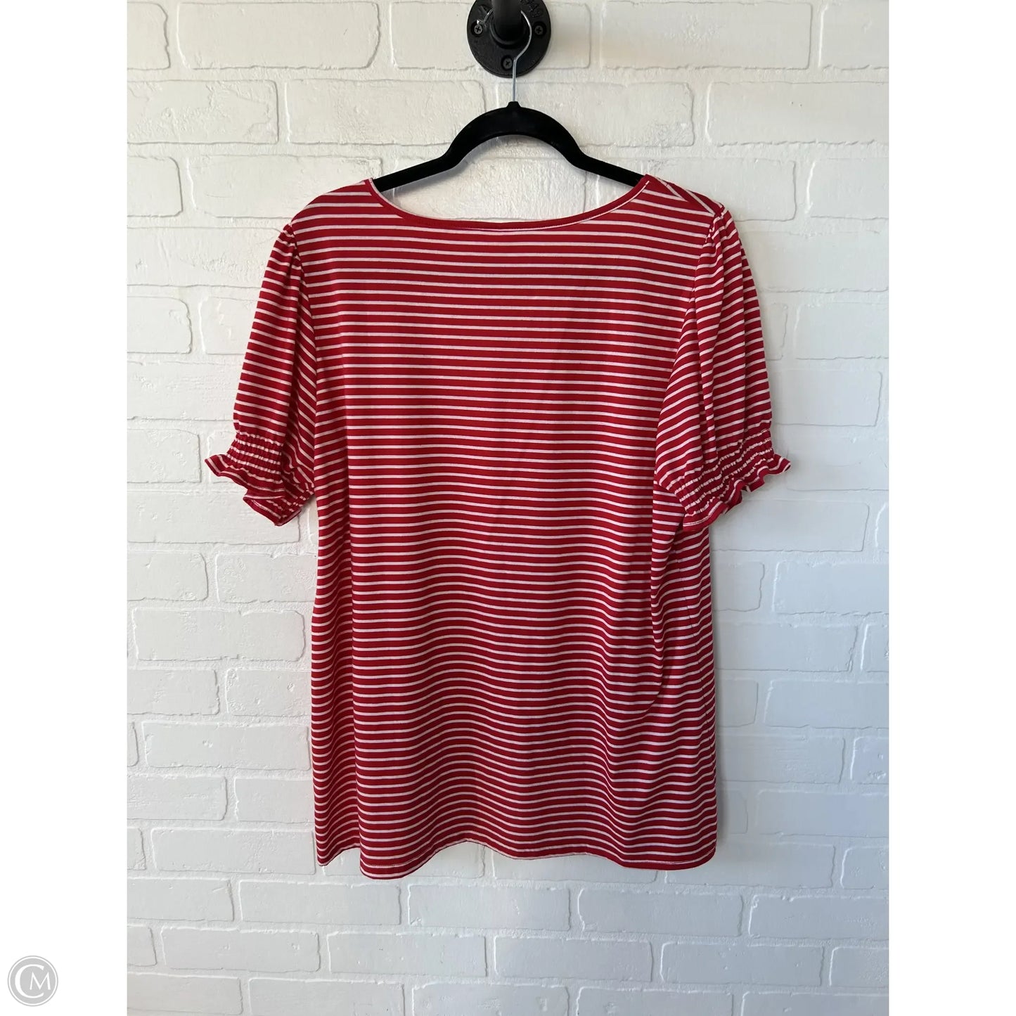 Top Short Sleeve Basic By WIHOLL In Red & White, Size: Xl