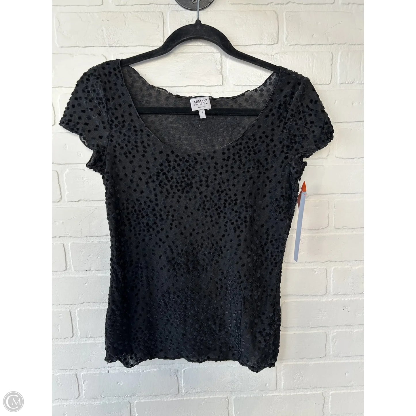 Top Short Sleeve By Armani Collezoni In Black, Size: S