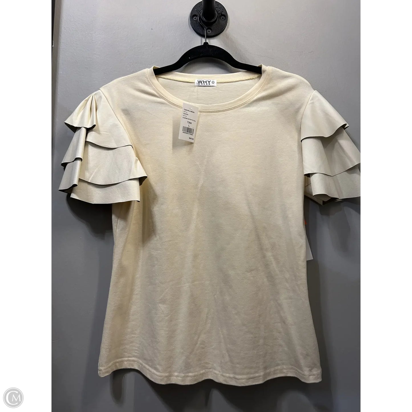 Top Short Sleeve By why dress In Cream, Size: L