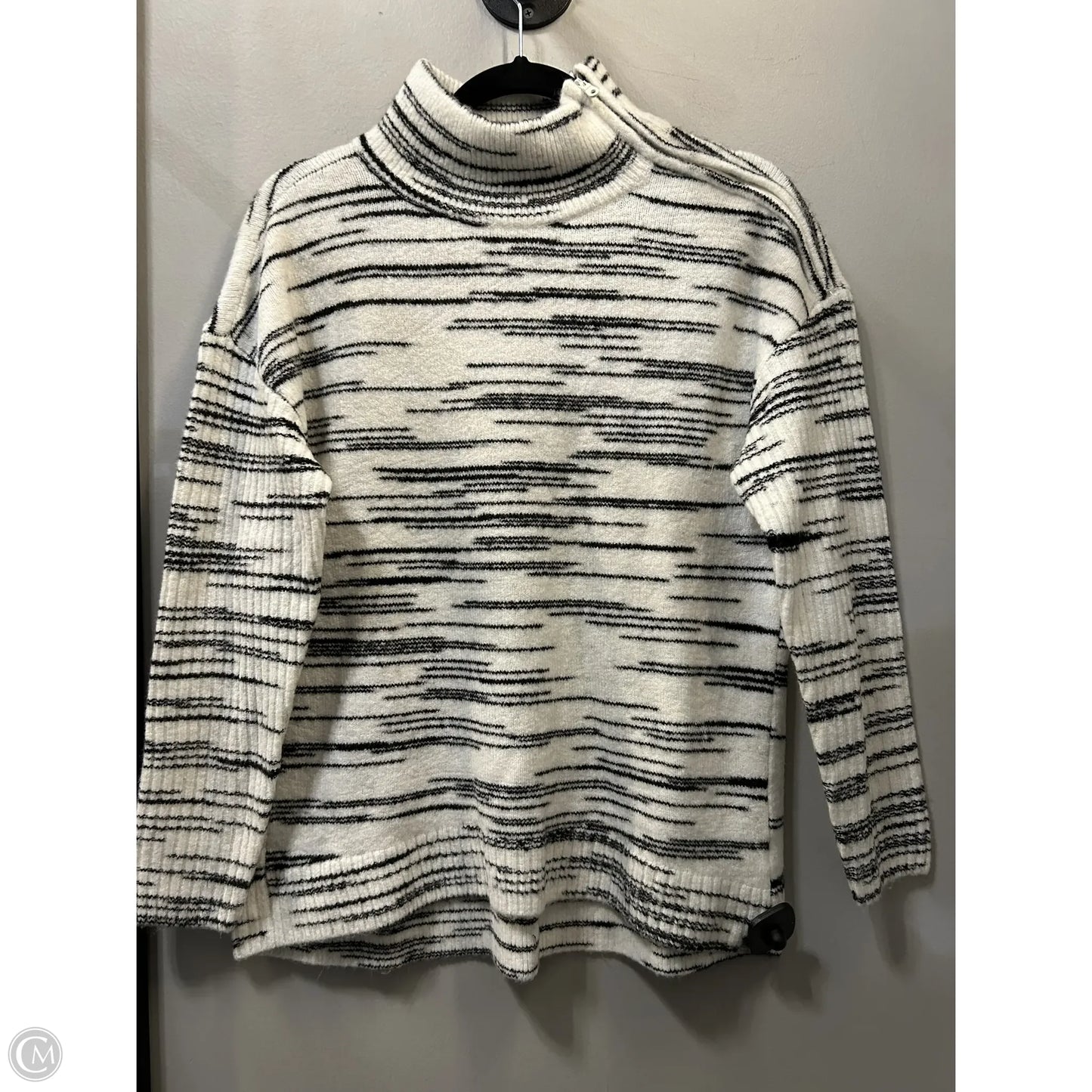 Sweater By Talbots In Black & White, Size: Mp