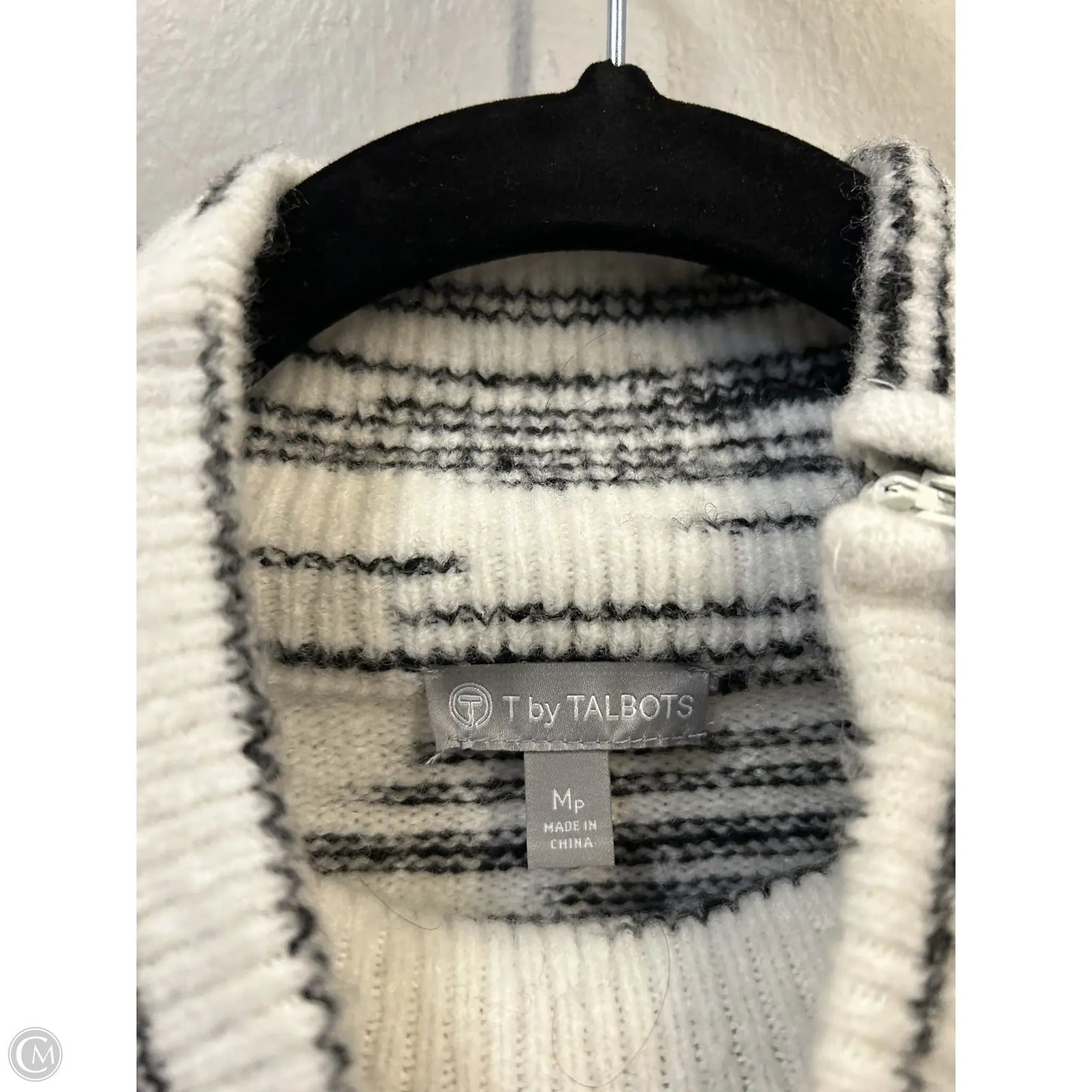 Sweater By Talbots In Black & White, Size: Mp