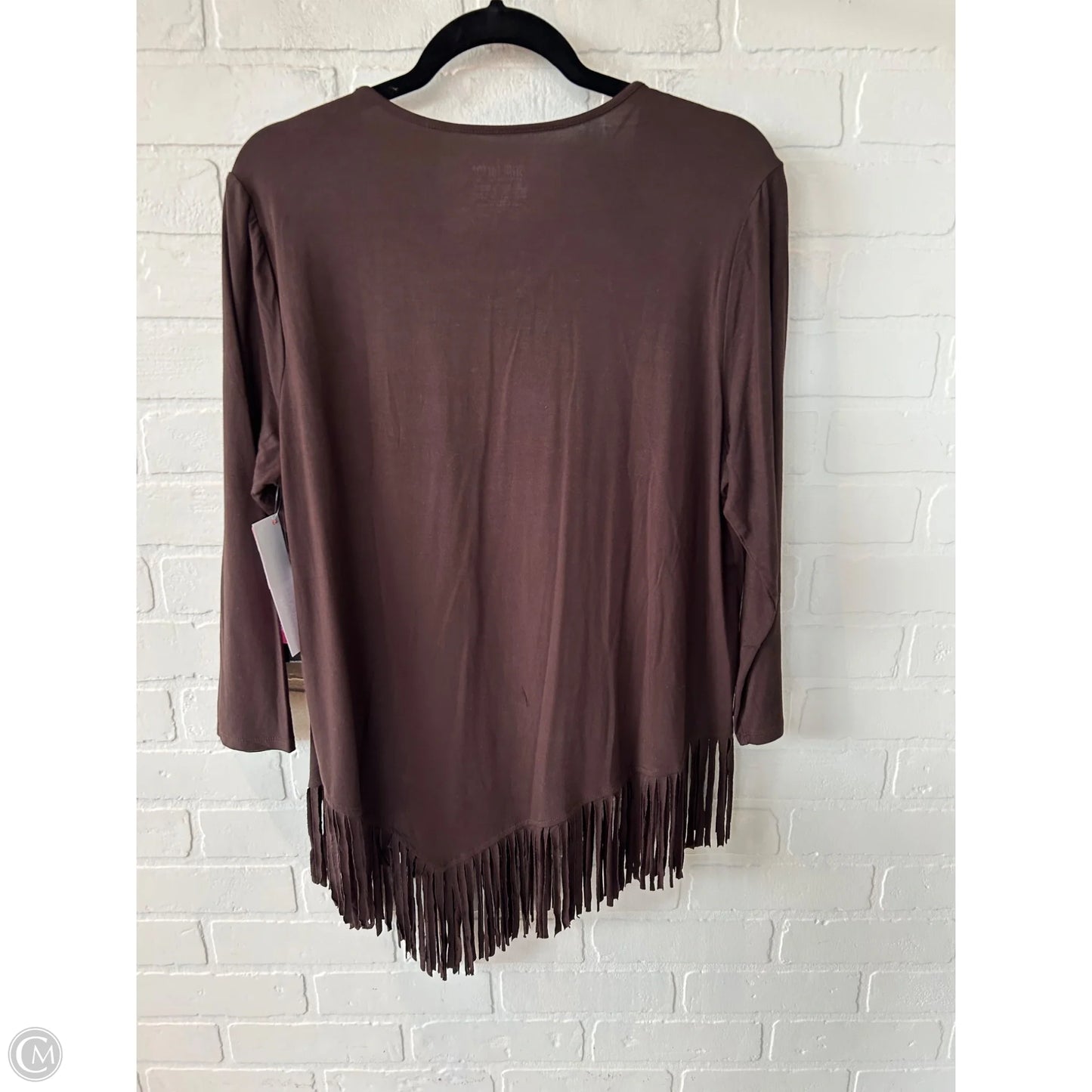 Top Long Sleeve By Investments In Brown, Size: L