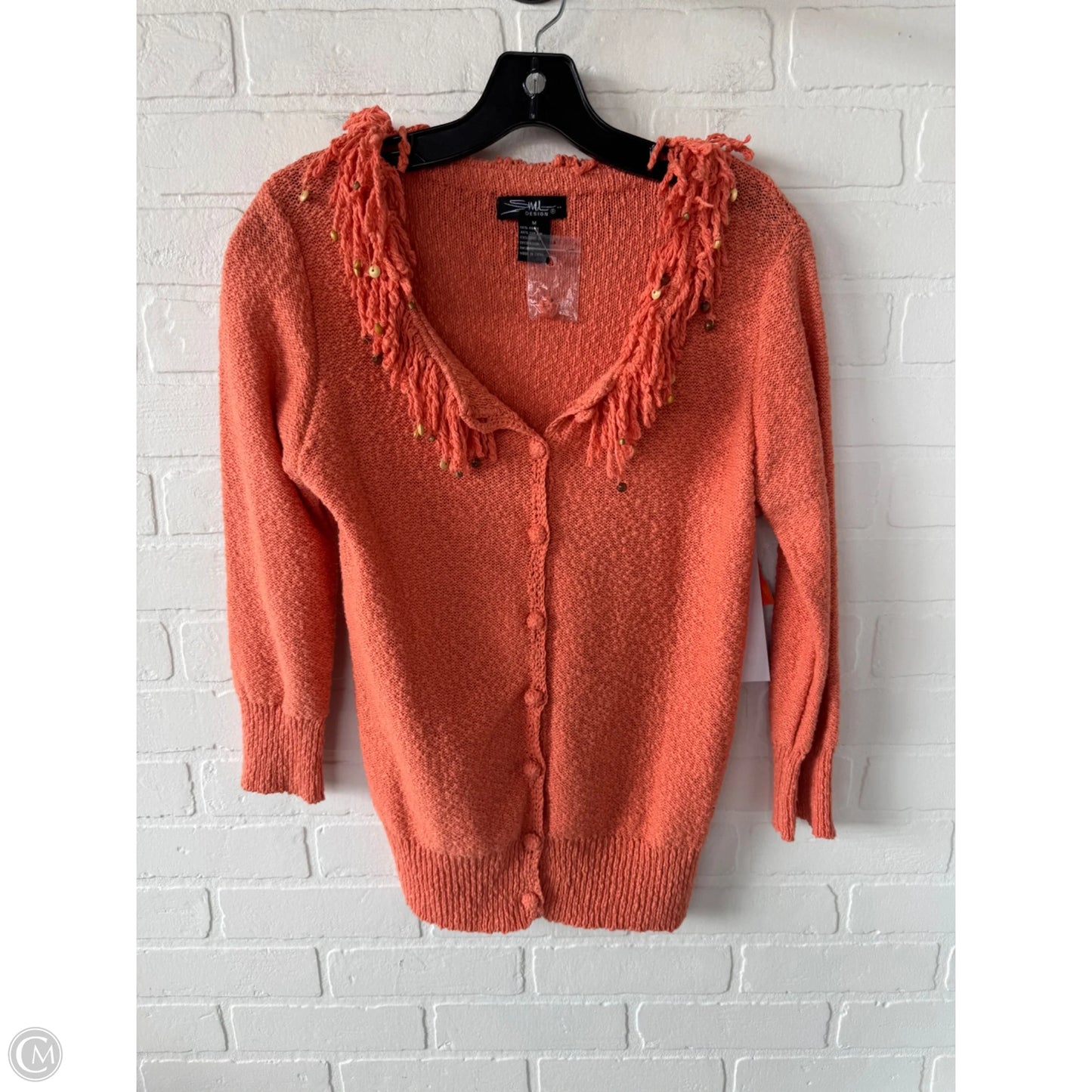 Sweater Cardigan By Sml In Orange, Size: M