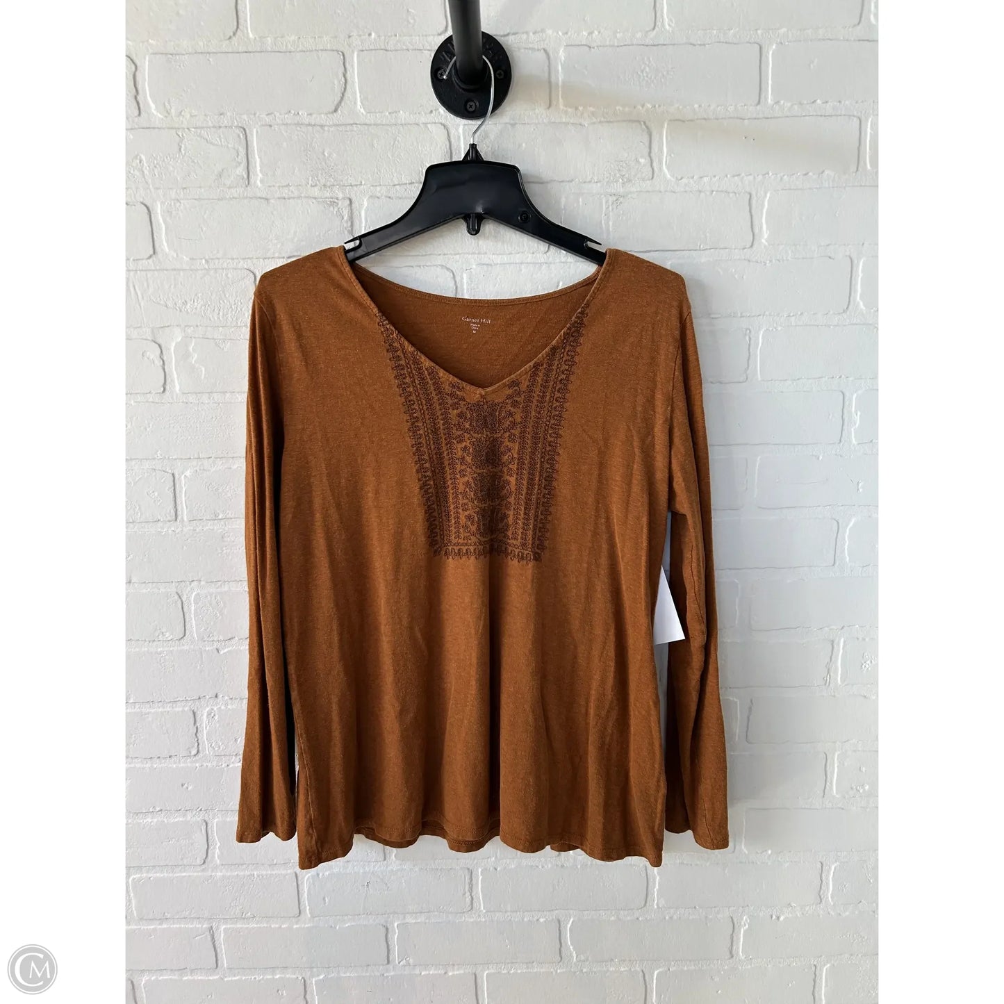 Top Long Sleeve By Garnet Hill In Brown, Size: M