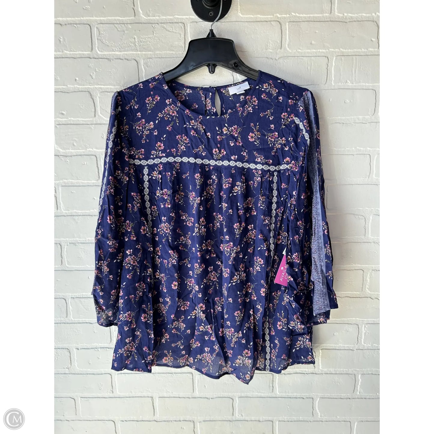 Top Long Sleeve By J. Jill In Blue & Pink, Size: M