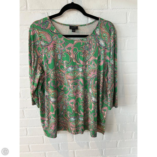 Top Long Sleeve By J. Jill In Green & Pink, Size: L