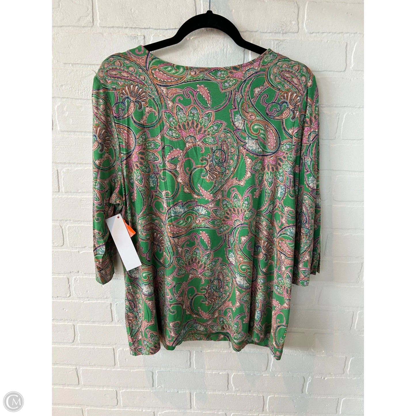 Top Long Sleeve By J. Jill In Green & Pink, Size: L