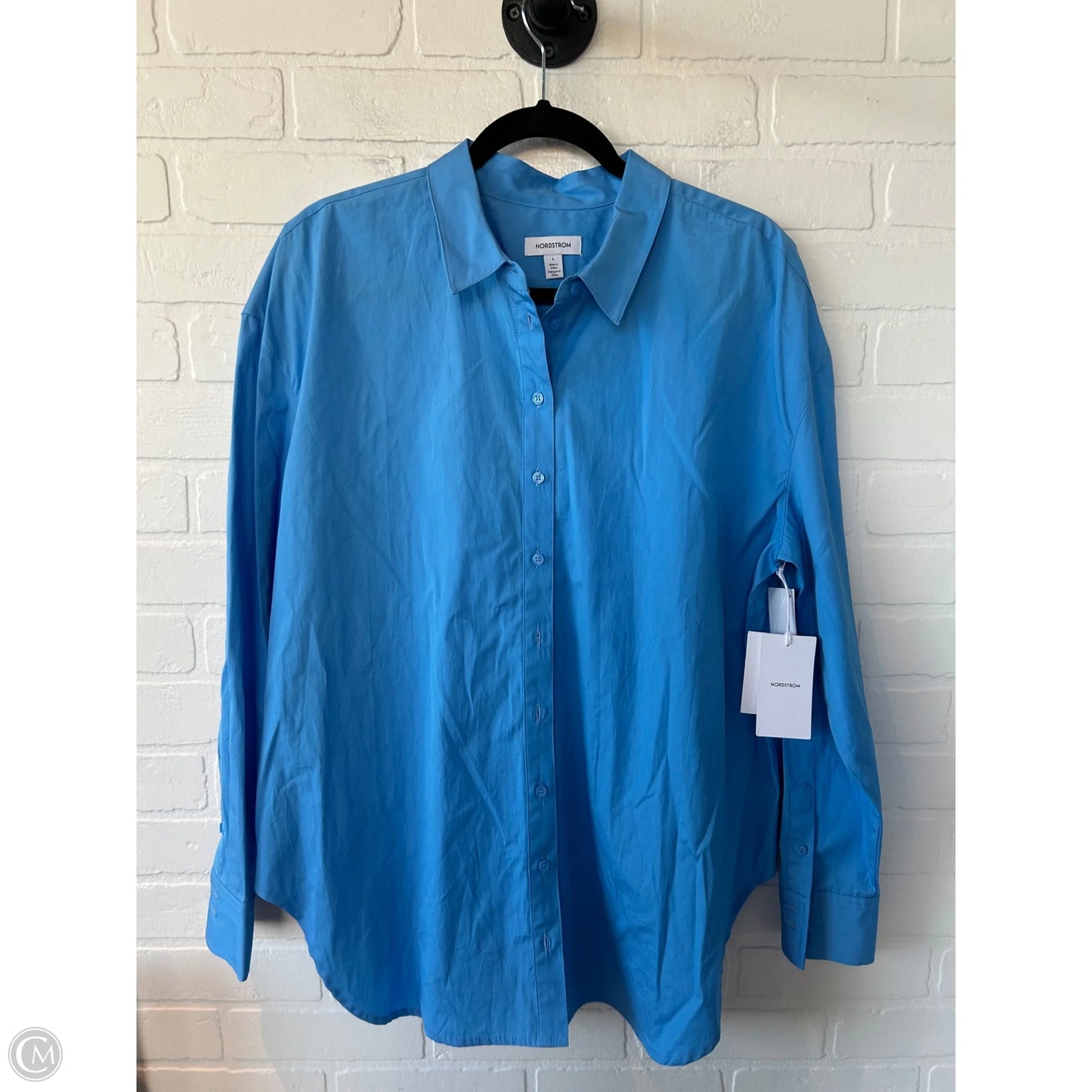 Top Long Sleeve By Nordstrom In Blue, Size: L