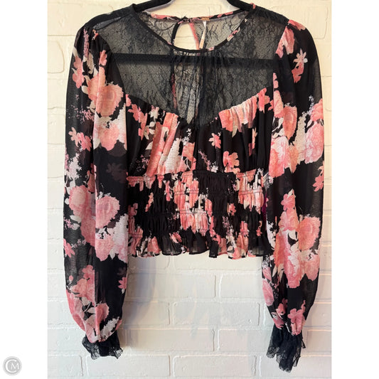 Top Long Sleeve By Free People In Black & Pink, Size: M