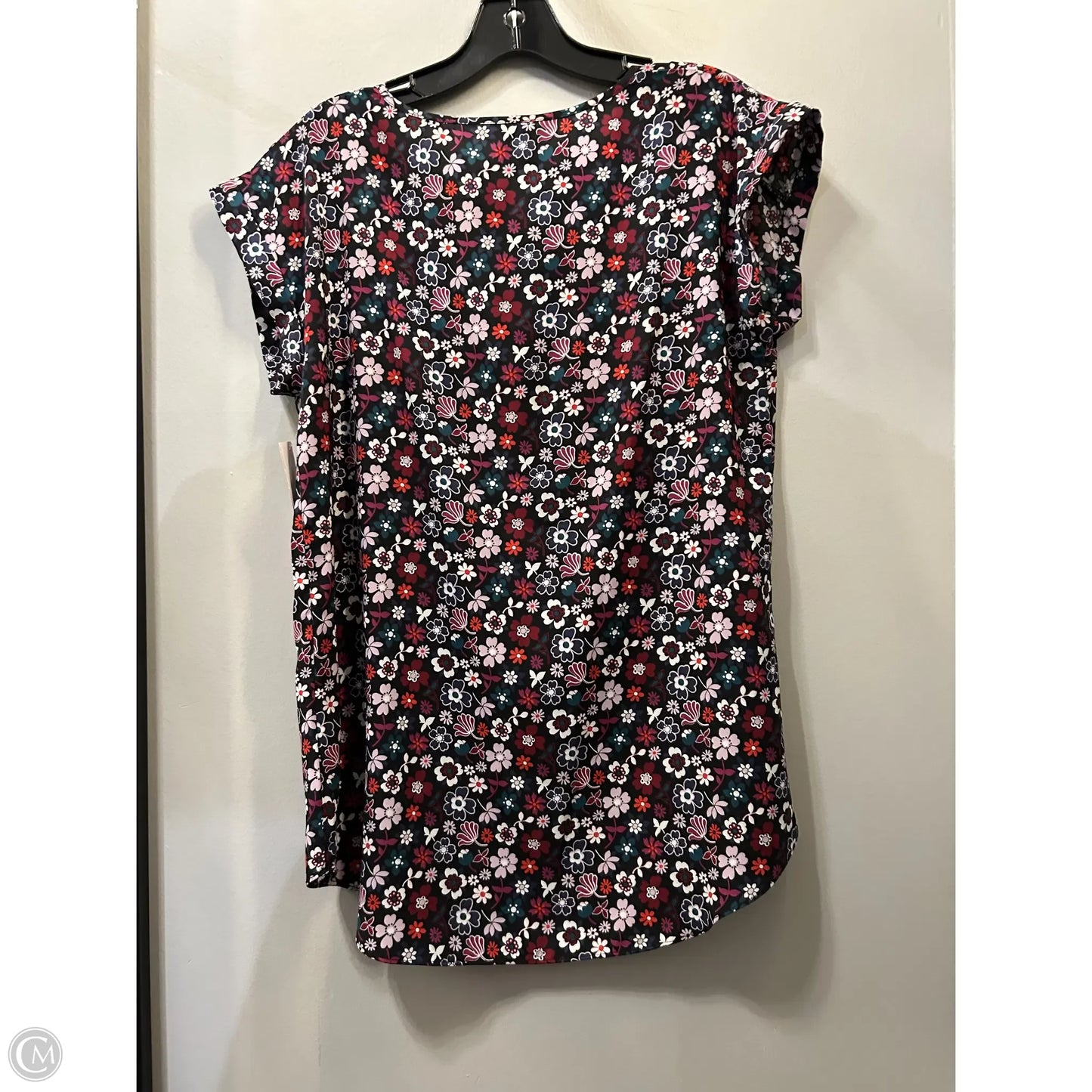 Top Short Sleeve By Express In Black & Pink, Size: M