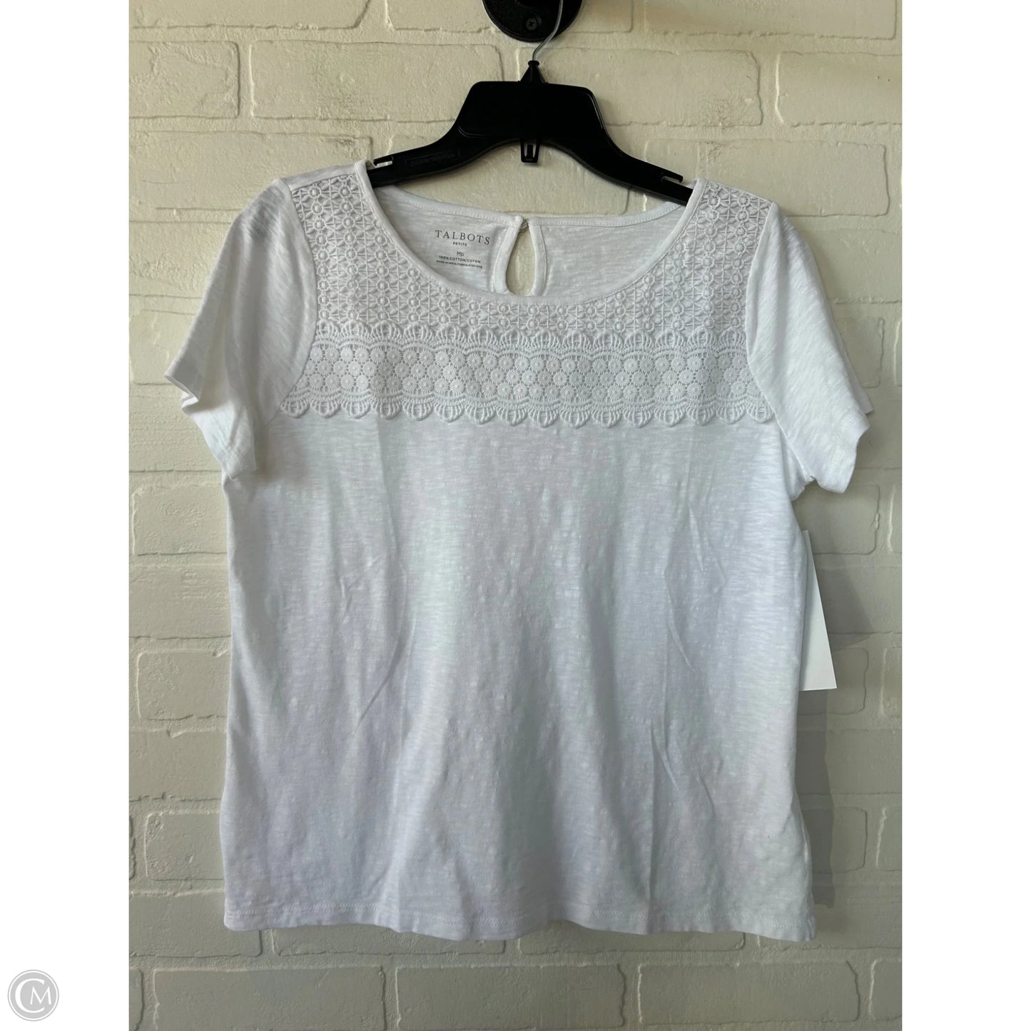 Top Short Sleeve By Talbots In White, Size: Mp