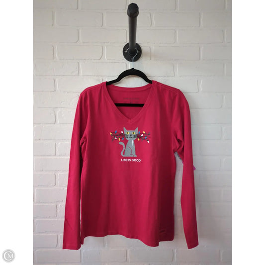 Top Long Sleeve Basic By Life Is Good In Red, Size: M