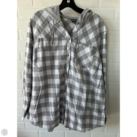 Top Long Sleeve By Eddie Bauer In Grey & White, Size: 2x