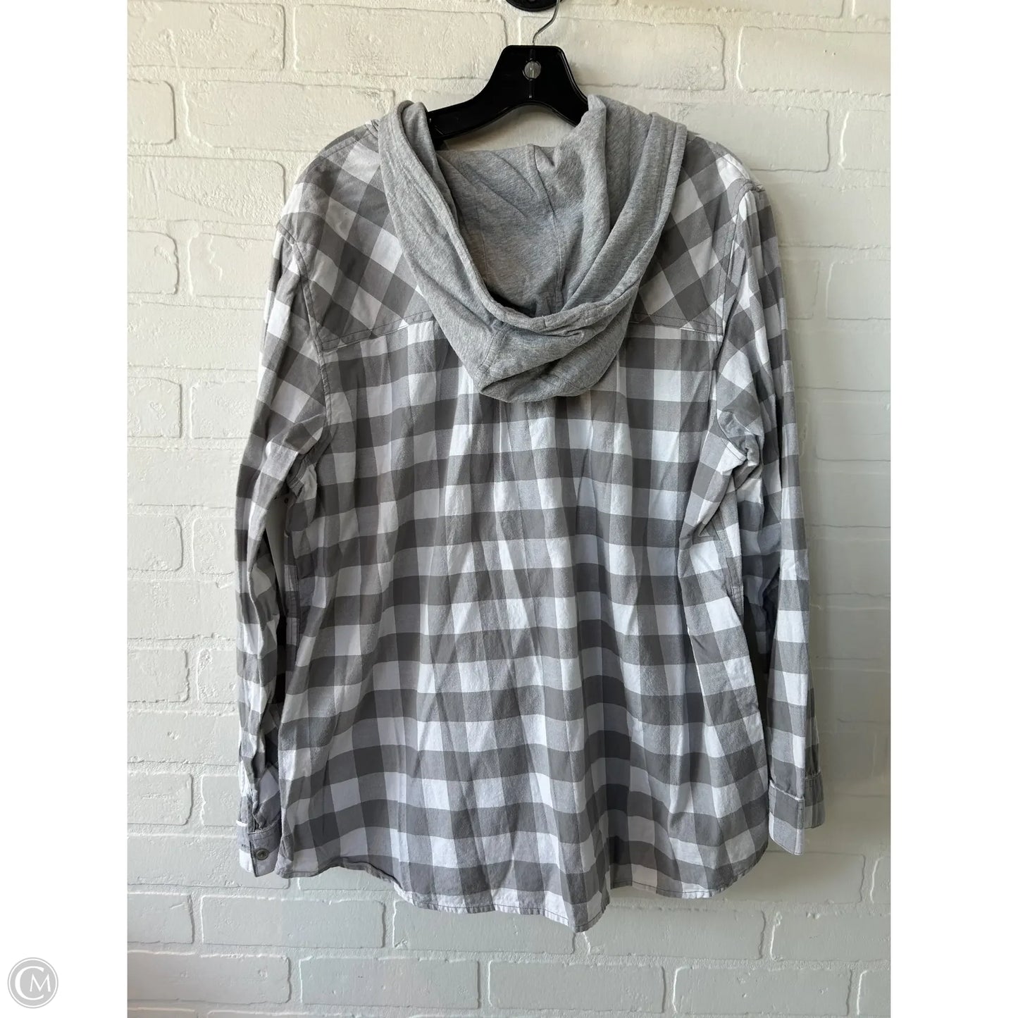 Top Long Sleeve By Eddie Bauer In Grey & White, Size: 2x