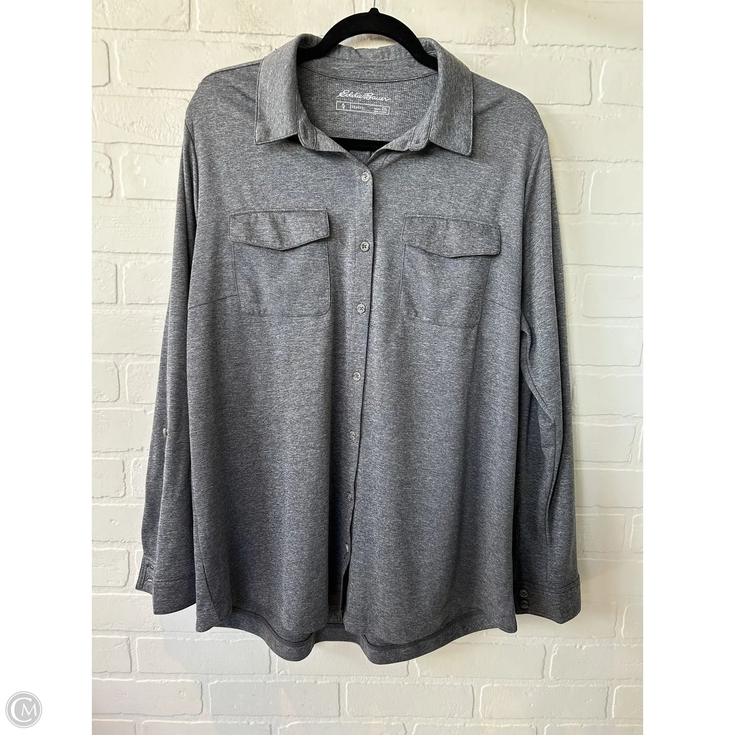 Top Long Sleeve By Eddie Bauer In Grey, Size: 2x