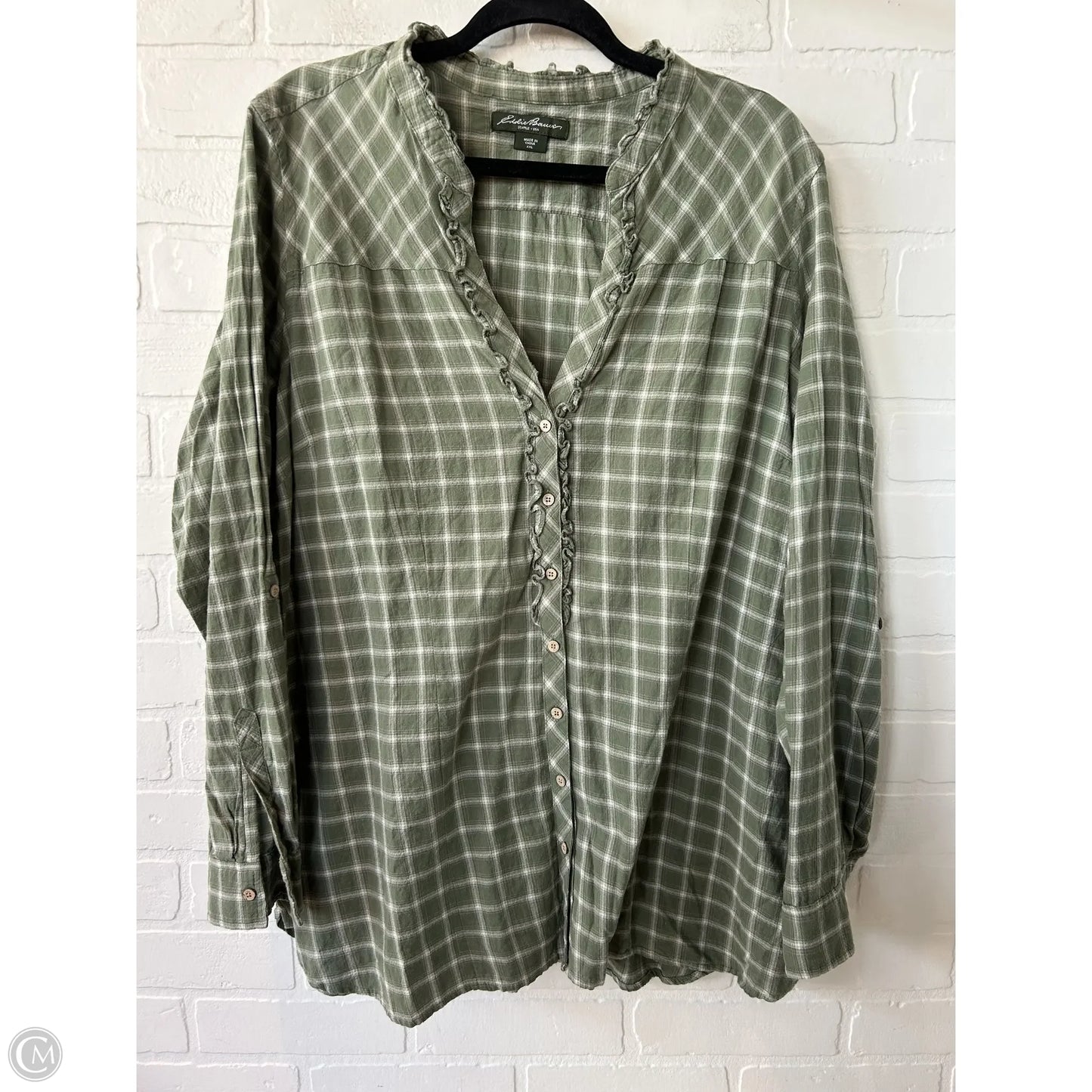 Top Long Sleeve By Eddie Bauer In Green, Size: Xxl