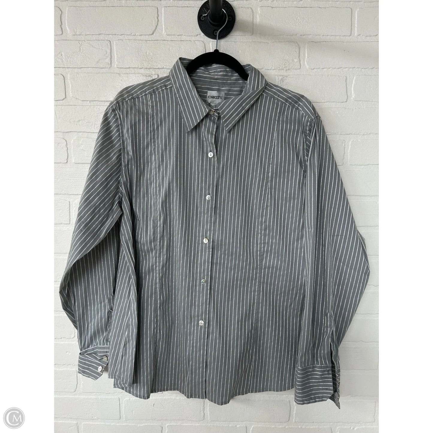 Top Long Sleeve By Chicos In Grey, Size: Xl