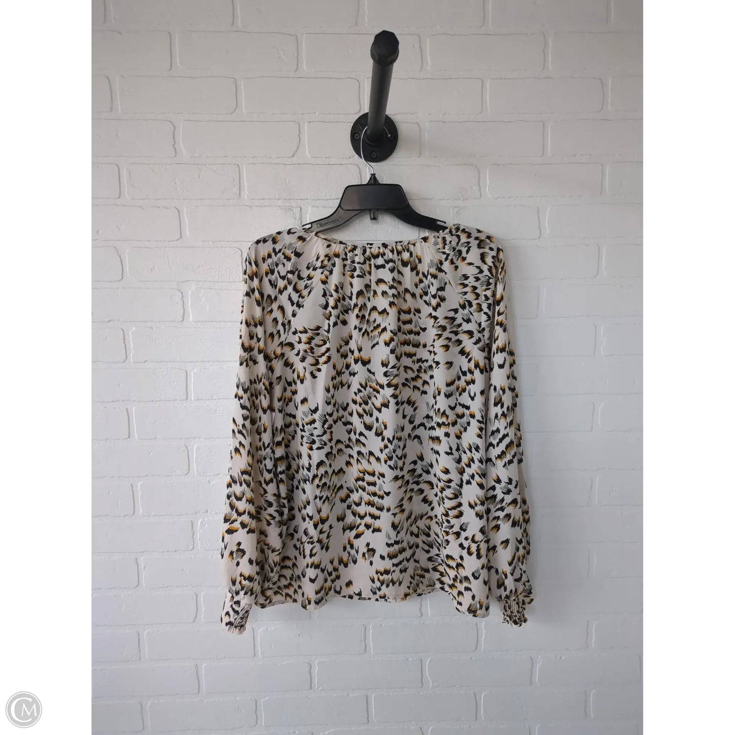 Top Long Sleeve By Cabi In Black & Tan, Size: M