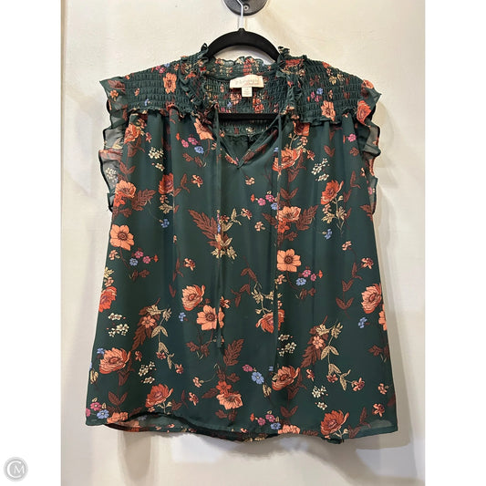 Top Short Sleeve By Philosophy In Green & Pink, Size: L