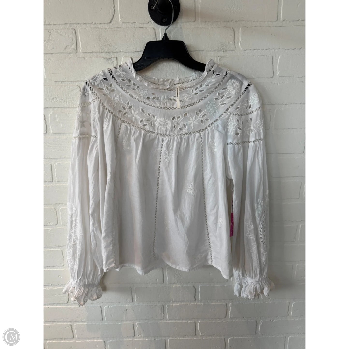 Top Long Sleeve By Anthropologie In White, Size: M