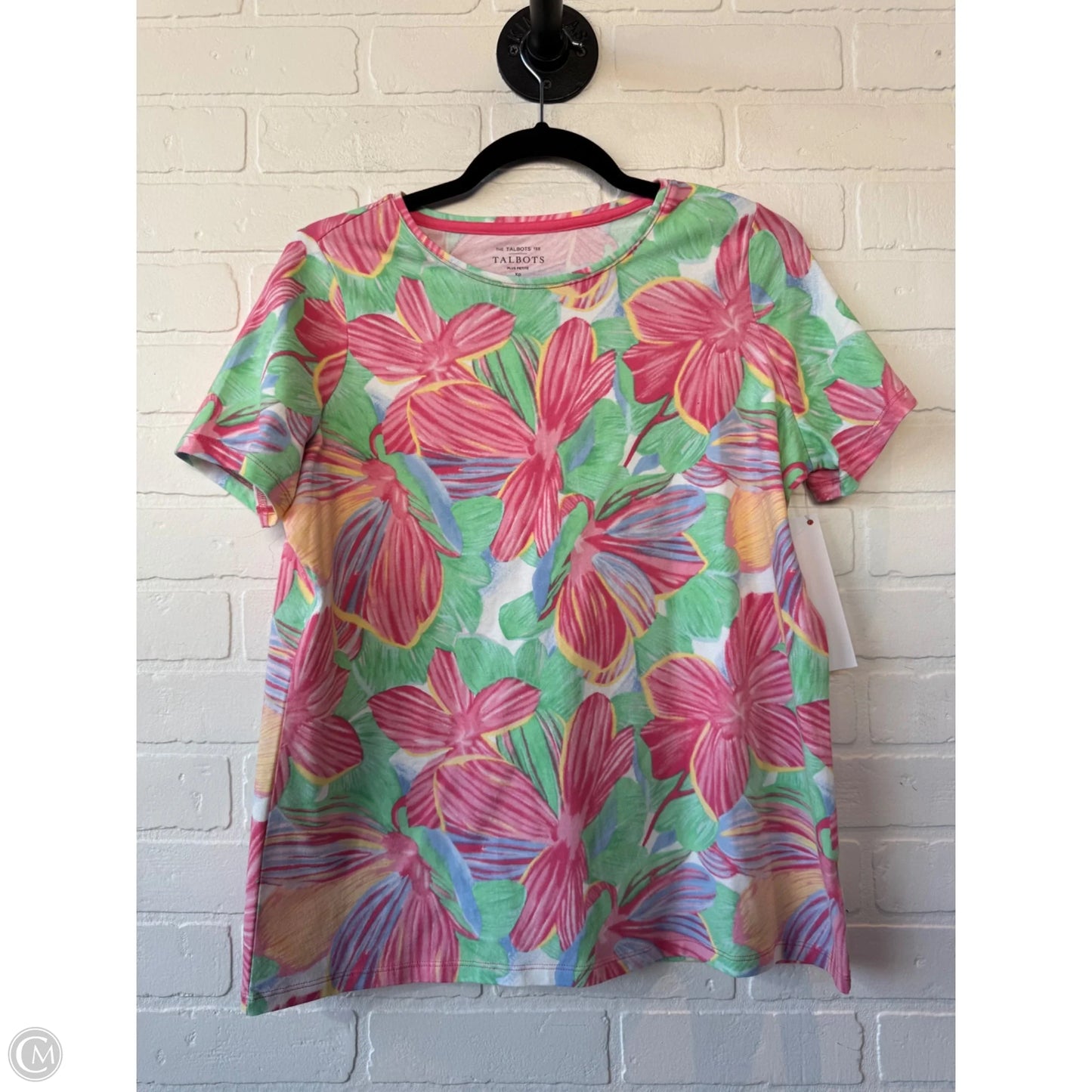 Top Short Sleeve By Talbots In Green & Pink, Size: Xlp