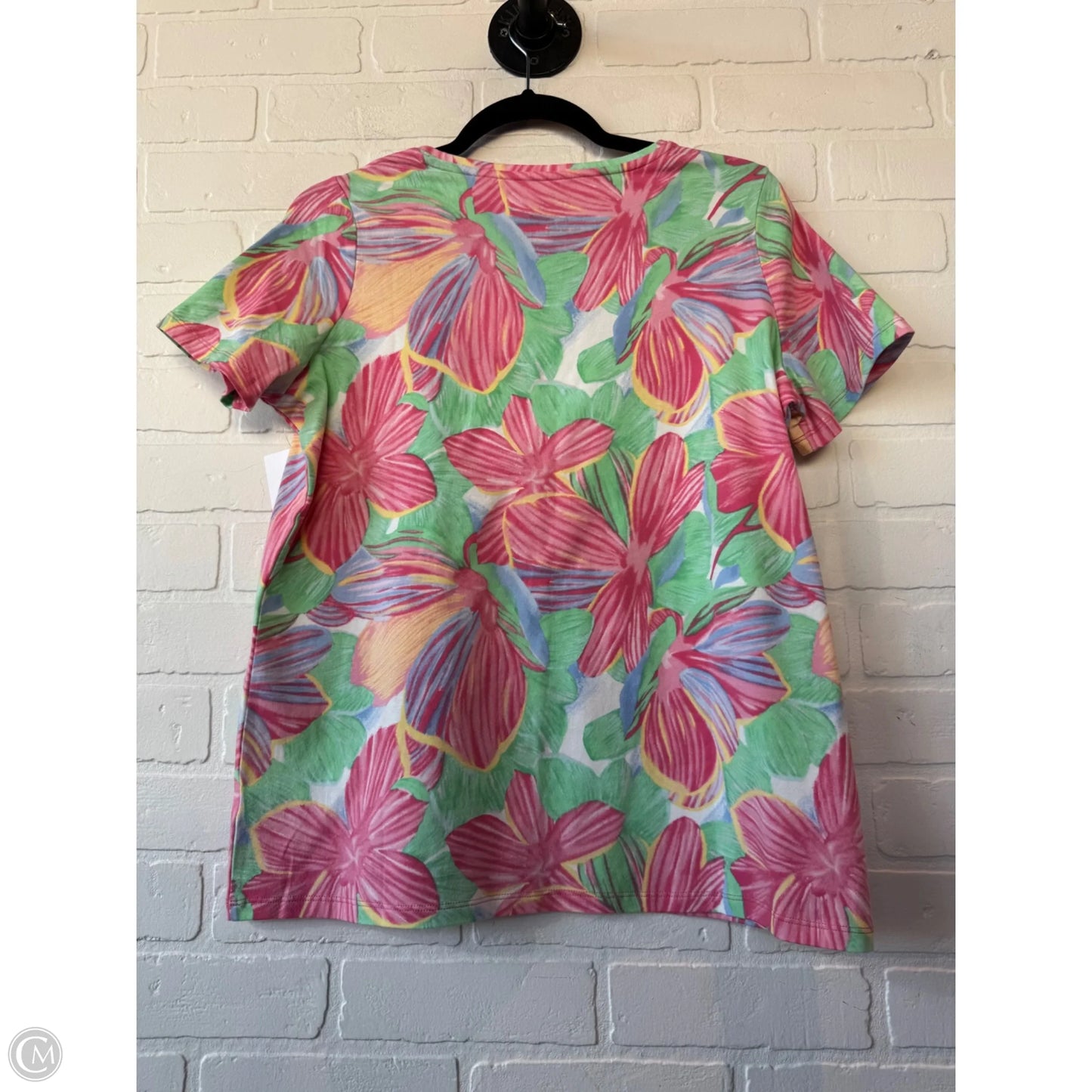 Top Short Sleeve By Talbots In Green & Pink, Size: Xlp
