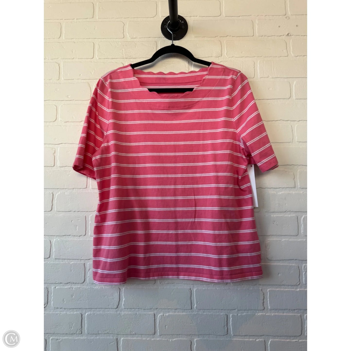 Top Short Sleeve By Talbots In Pink & White, Size: Xlp