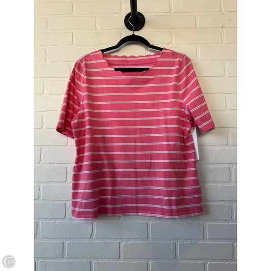Top Short Sleeve By Talbots In Pink & White, Size: Xlp