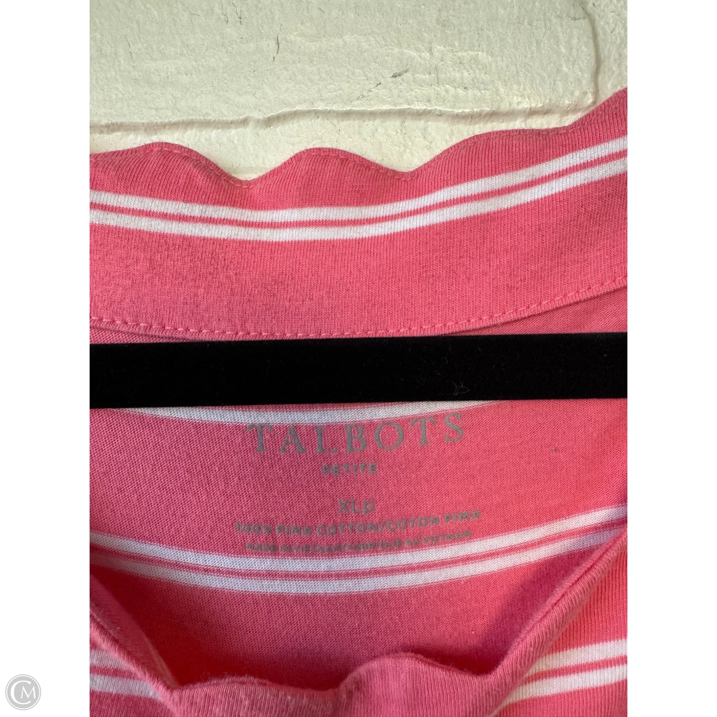 Top Short Sleeve By Talbots In Pink & White, Size: Xlp