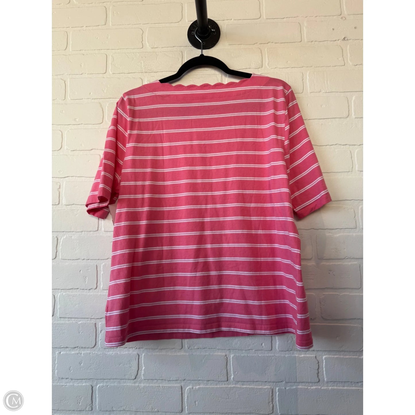 Top Short Sleeve By Talbots In Pink & White, Size: Xlp
