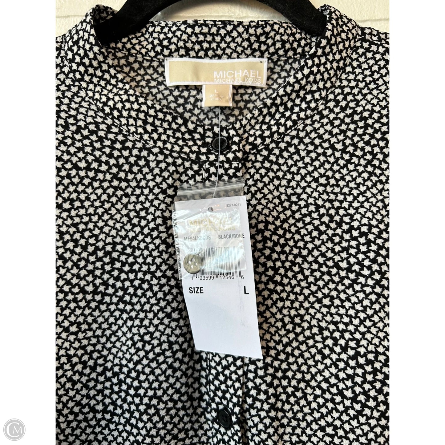 Top Long Sleeve By Michael By Michael Kors In Black & White, Size: L