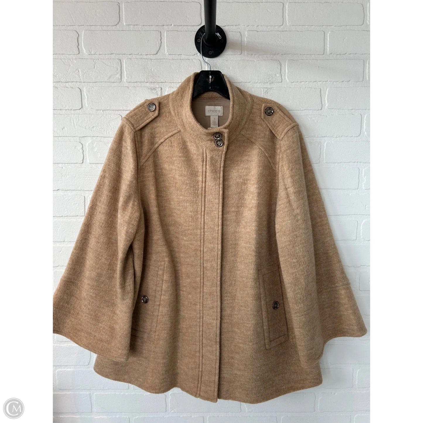 Coat Peacoat By Chicos In Tan, Size: Xl