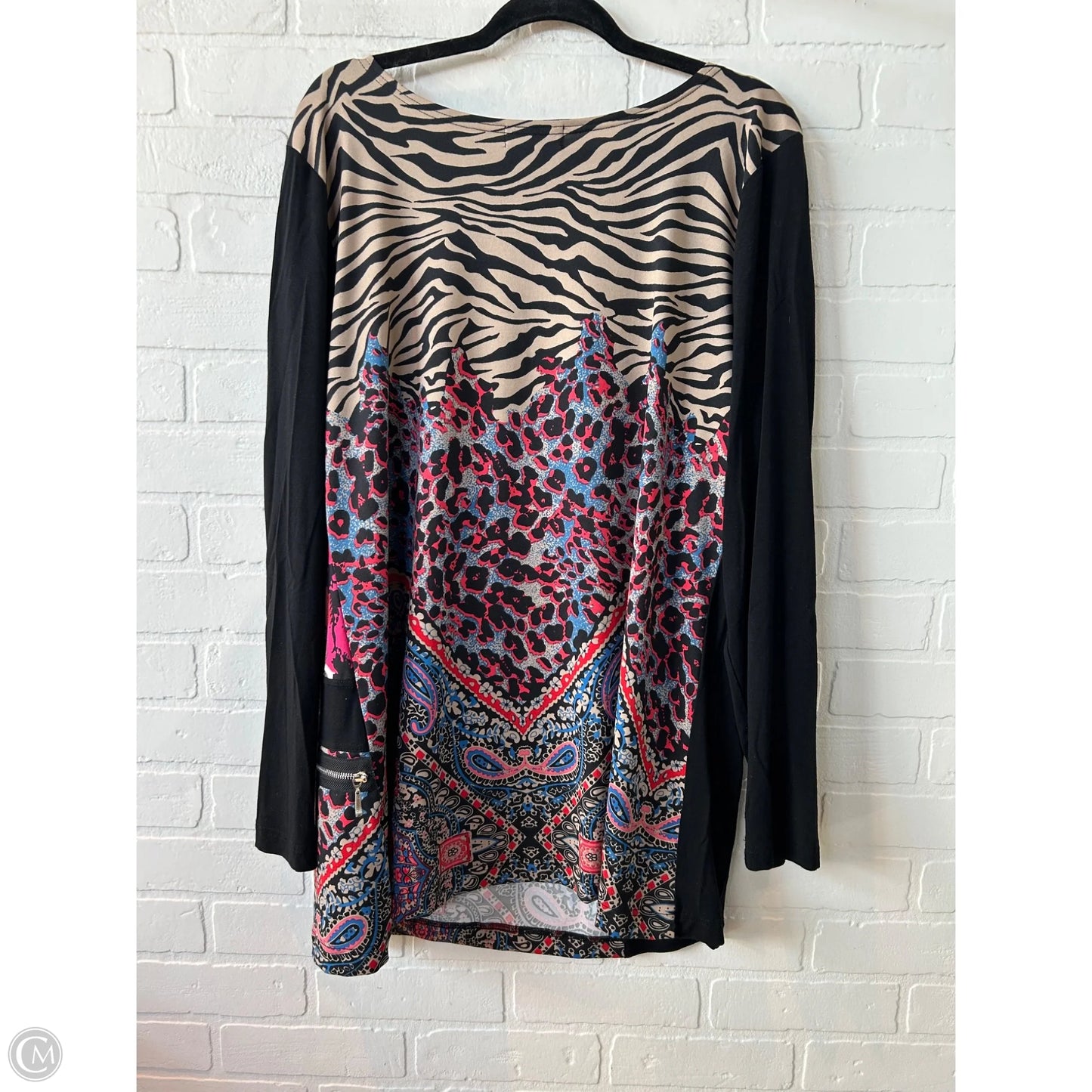 Top Long Sleeve By max & rina In Black & Brown, Size: Xl