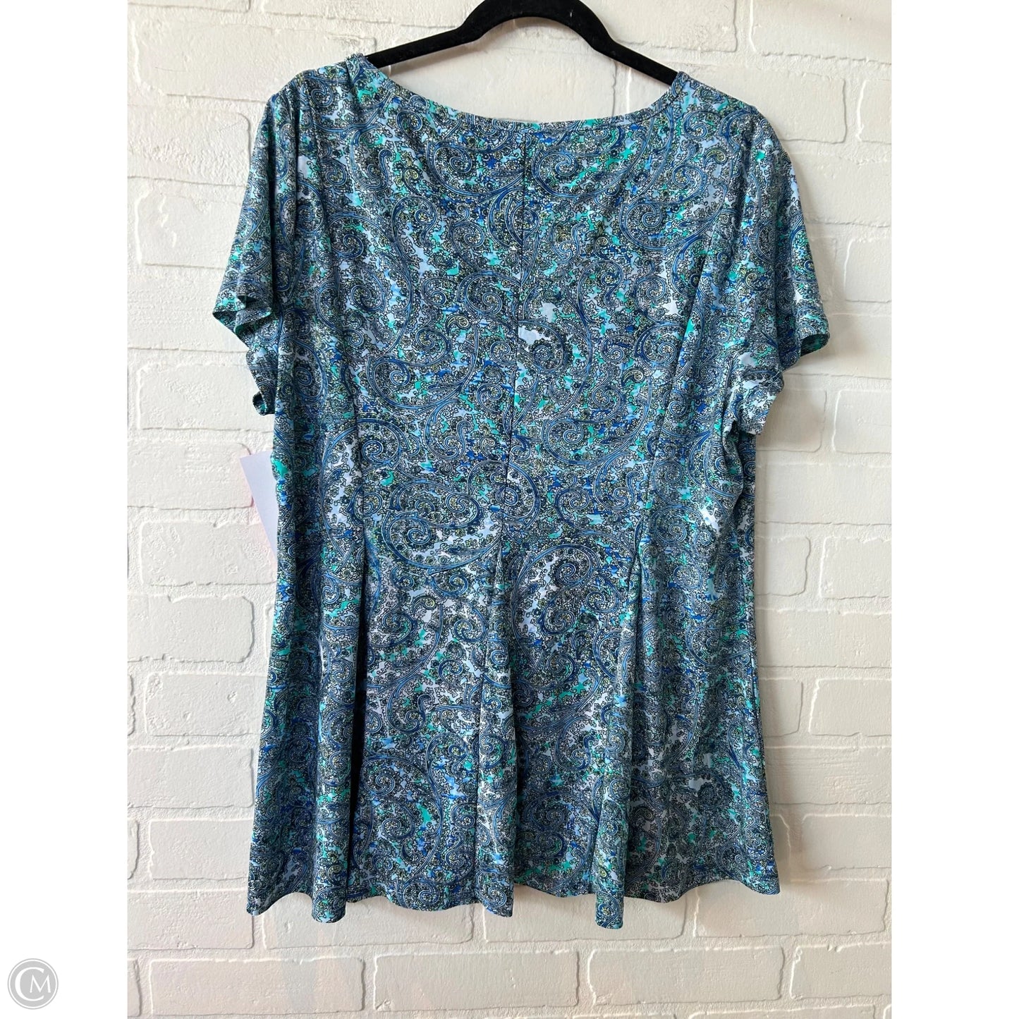 Top Short Sleeve By Roz And Ali In Blue, Size: Xl