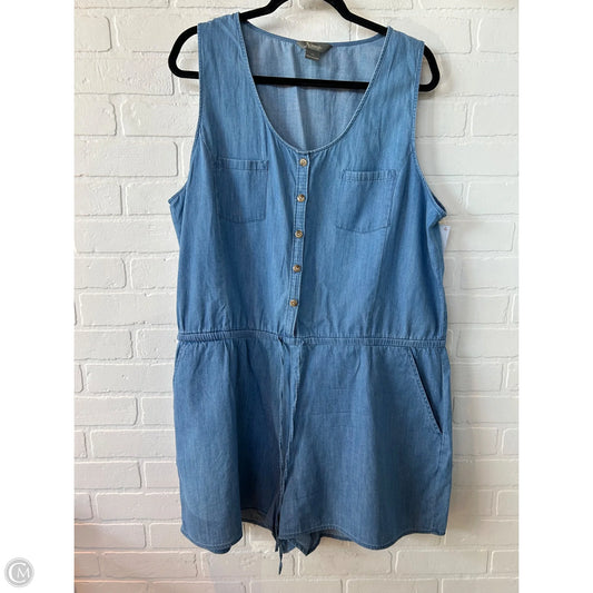 Romper By Natural Reflections In Blue Denim, Size: Xxl